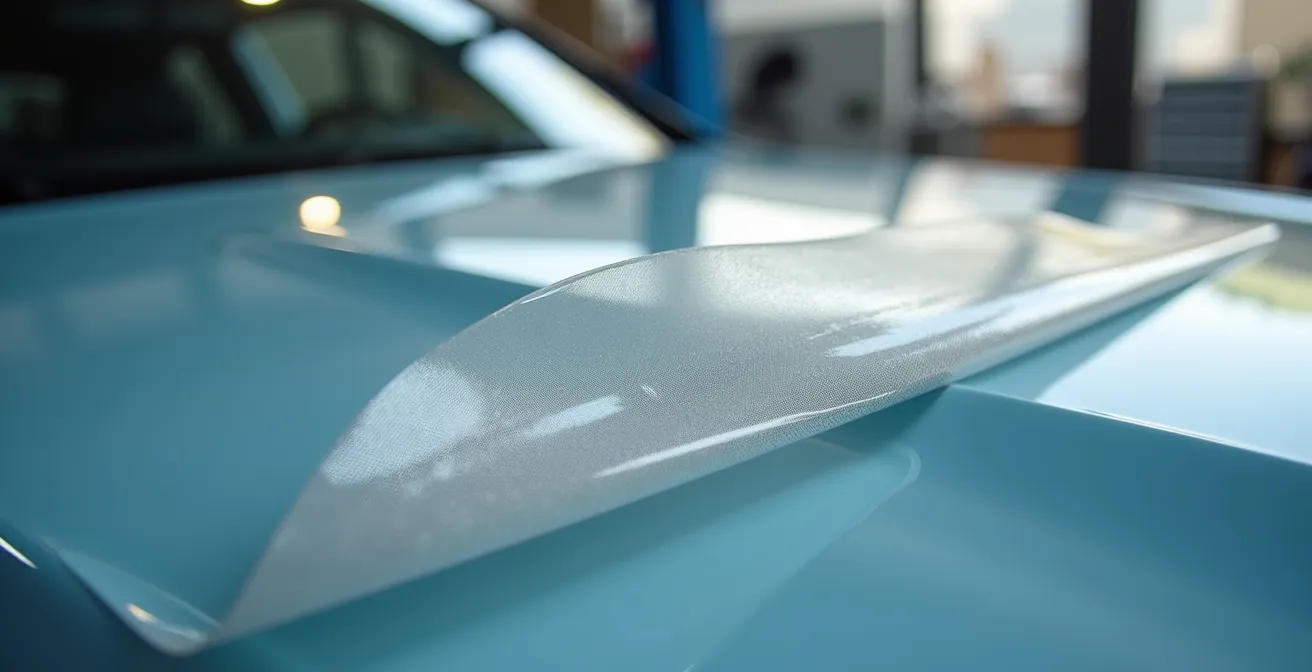Demonstration der rückstandsfreien Entfernung einer Lackschutzfolie nach mehreren Jahren