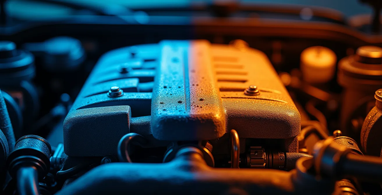 Thermografische Darstellung eines Motors bei optimaler Betriebstemperatur